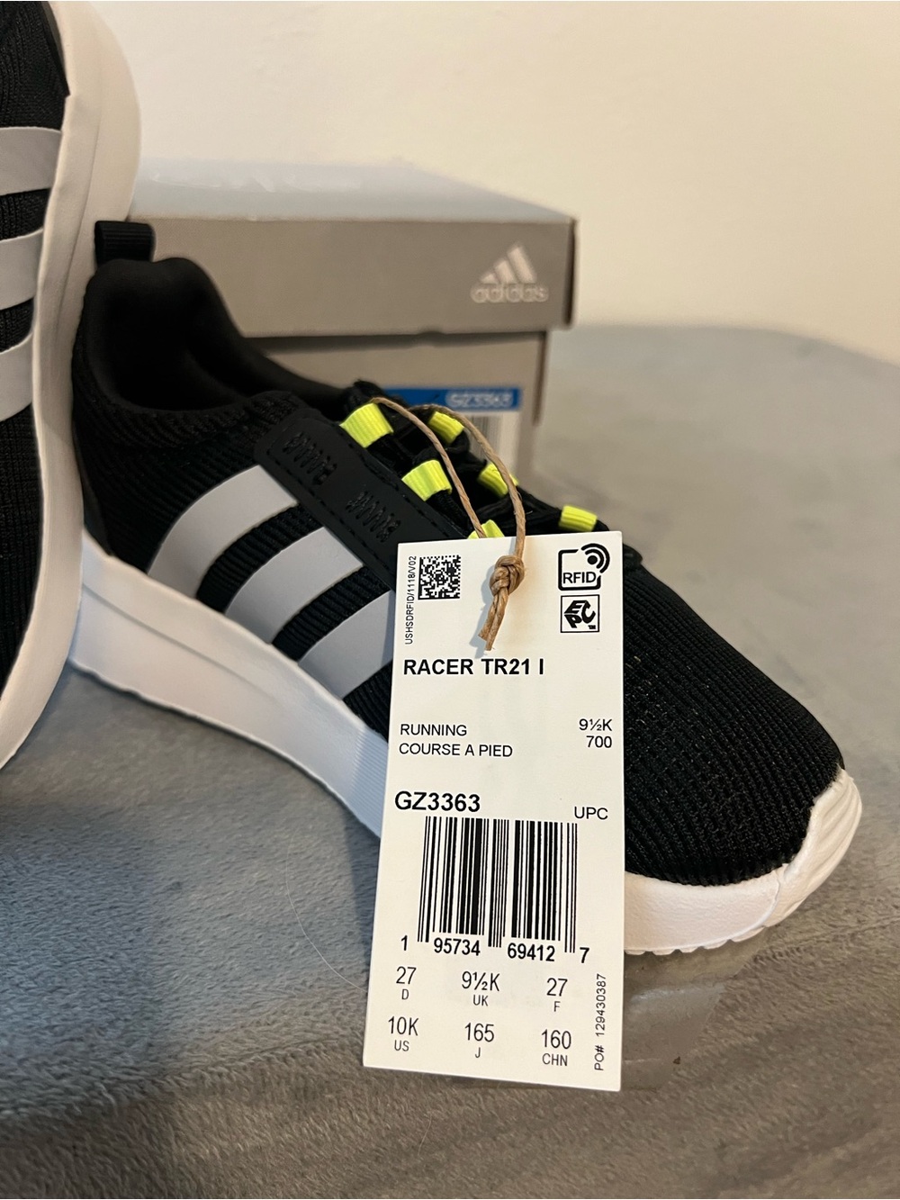 adidas Kids Racer TR21 Black & Yellow Slip-On Sneakers - Picture 4 of 6